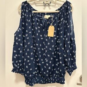 NWT Perch Blue Pepper (Anthropology) 3XL Cold Shoulder Boho Country